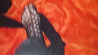 Slowly taking fishnet stockings off of my cute tiny feet tease