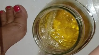 Short Girl Morning Pee In Jar