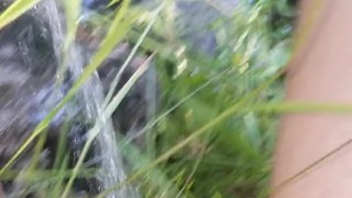 Short Girl Public Piss In Creek Outside