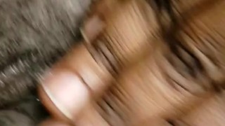 Dyke play with pussy at work