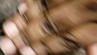 Dyke play with pussy at work