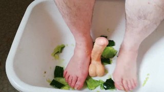 Fun with cucumber and dildo