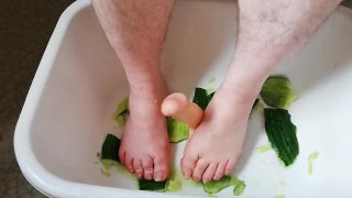 Fun with cucumber and dildo