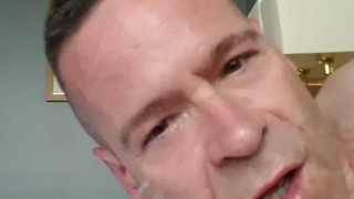 Shooting in my mouth and face and eye!