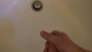 Horny boy wanking precum + cum