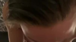 College girl sucking a big cock gets facial and eats cum