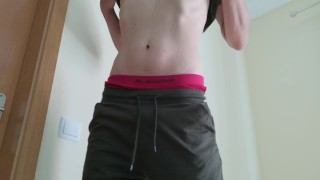 Home alone. Hot guy strips, jerks off and cums