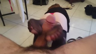 my girlfriend revers footjob in nylon