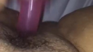 Playing with my hairy pussy before daddy gets home