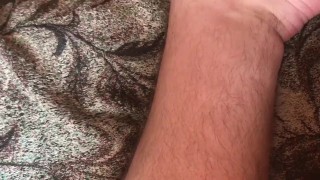 Hairy uncut Russian teen boy jerking off/