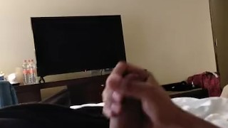 JERKING AND CUM ALONE IN HOTEL ROOM