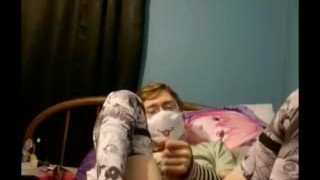 Solo Femboy cums while playing with his ass