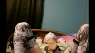 Solo Femboy cums while playing with his ass