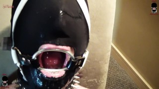 The dildo in ring gagged slut's throat silences her whipping - INTRO