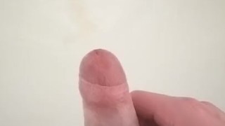 Slow wank with gentle grip right up to and during cumshot