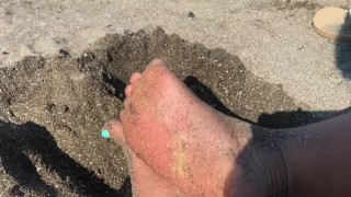 Tan Japanese Feet in the Sand 4k