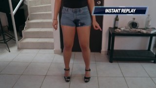 Natalia Pisses/Pees in her shorts and squeezes them dry