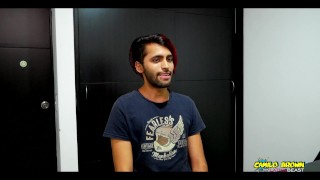 Sexy paisa Camilo shows his self fuck on casting and cums inside himself