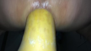 fast fucking my ass with butternut squash - huge vegetable insertion