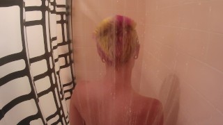 Bad Dragon shower teaser sex with anal plug- Kitty Queen