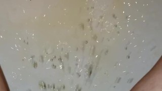 Squat Piss Sprays All Over Shower