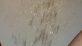 Squat Piss Sprays All Over Shower