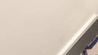 Shooting Cum in hotel hallway listening to couple fuck