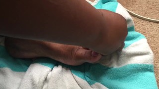 Scrubbing, lotion, and painting my feet