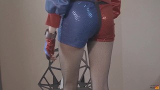 Harley Quinn pegging her bf with big black strapon great cumshot to his ass