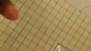 Hung teen DomTop almost caught shooting huge cumshot in public shower