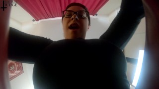 Tiny Man Crushed Under Giantess Tits and Ass