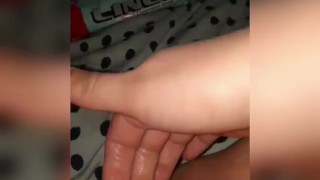 Showing my wet pussy from watching porn