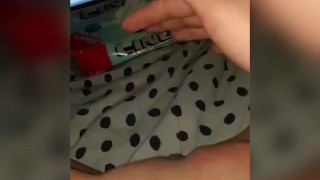 Showing my wet pussy from watching porn