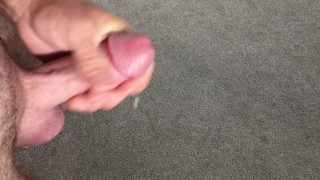 Unloading warm blasts of milky cum after a long edging session
