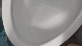 Messy. Girl Standing Piss In Public Bathroom