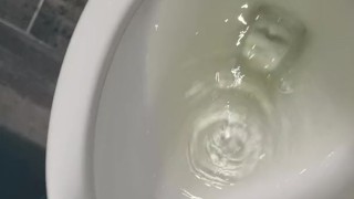 Messy. Girl Standing Piss In Public Bathroom