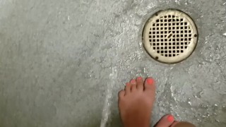 4 Peeing In Gym Shower Compilation