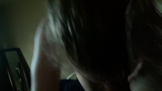 Girlfriend blonde babe sucks my dick and loves the camera