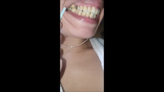Teeth and mouth check while smoking - Short