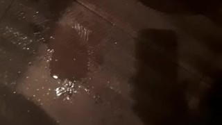 Pee desperation in public toilet Female POV mess