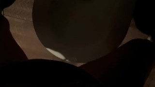 Pee desperation in public toilet Female POV mess