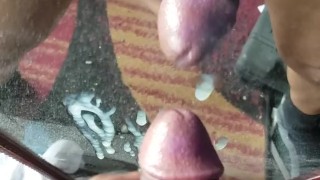 huge cum load all over mirror nice and thick