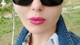 Risky tit flashes in a public park, a sweet voiced blondie