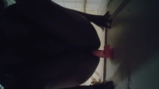 riding that dildo on the door doggystlye