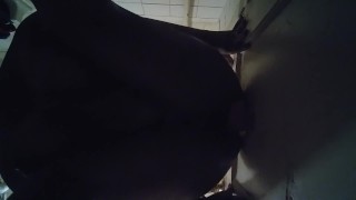 riding that dildo on the door doggystlye