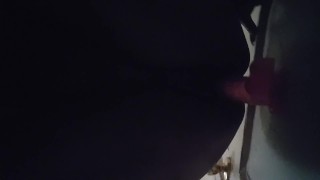 riding that dildo on the door doggystlye