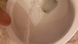 Girl Peeing Like Boy Over Toliet. MESSY.