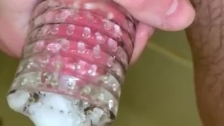 Cumming in shower with sex toy