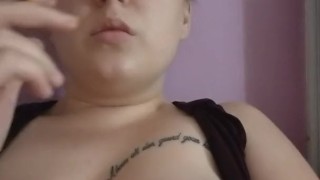 just smoking a cigarette and showing some titties