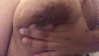 Steamy soapy shower with big tits